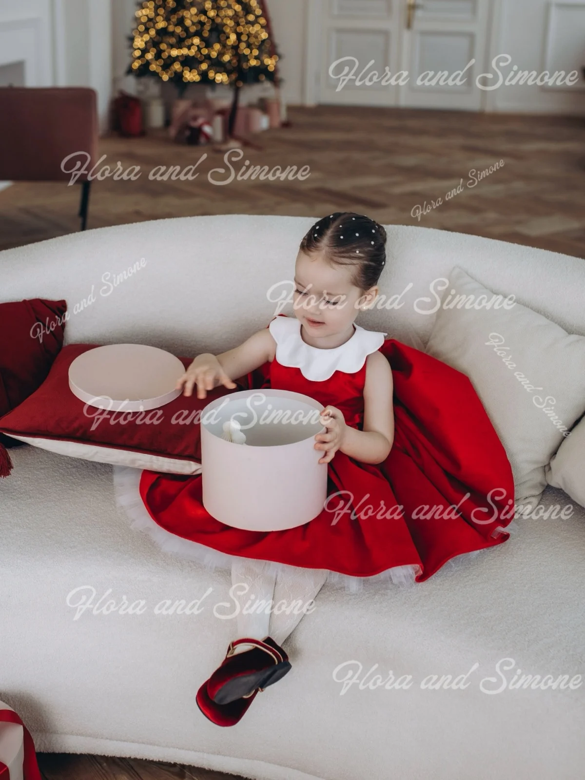 Miniskirt con lazo de terciopelo rojo personalizado, vestido de niña de flores para celebración navideña, recuerdos formales, ceremonias de boda, cumpleaños