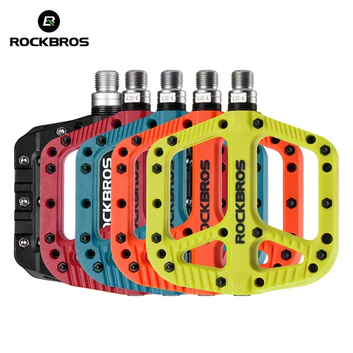 Pedales de bicicleta ROCKBROS, rodamientos sellados ultraligeros, pedales de bicicleta de nailon, plataforma plana antideslizante para bicicleta de montaña y carretera, accesorios para pedales de ciclismo