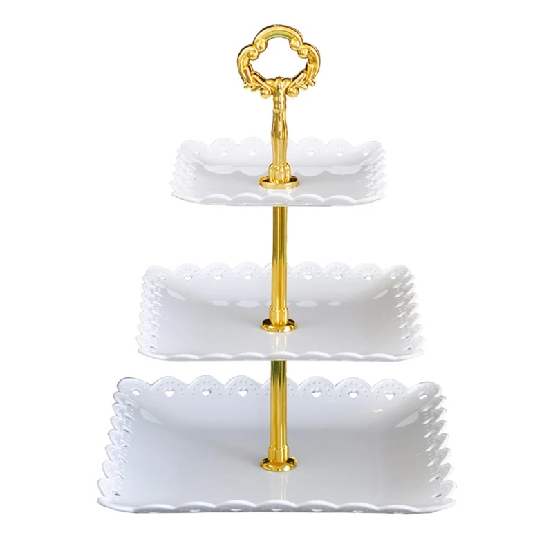 European Three-layer Cake Stand Wedding Party Dessert Table Candy Fruit Plate Cake Self-help Display Home Table Decoration Trays