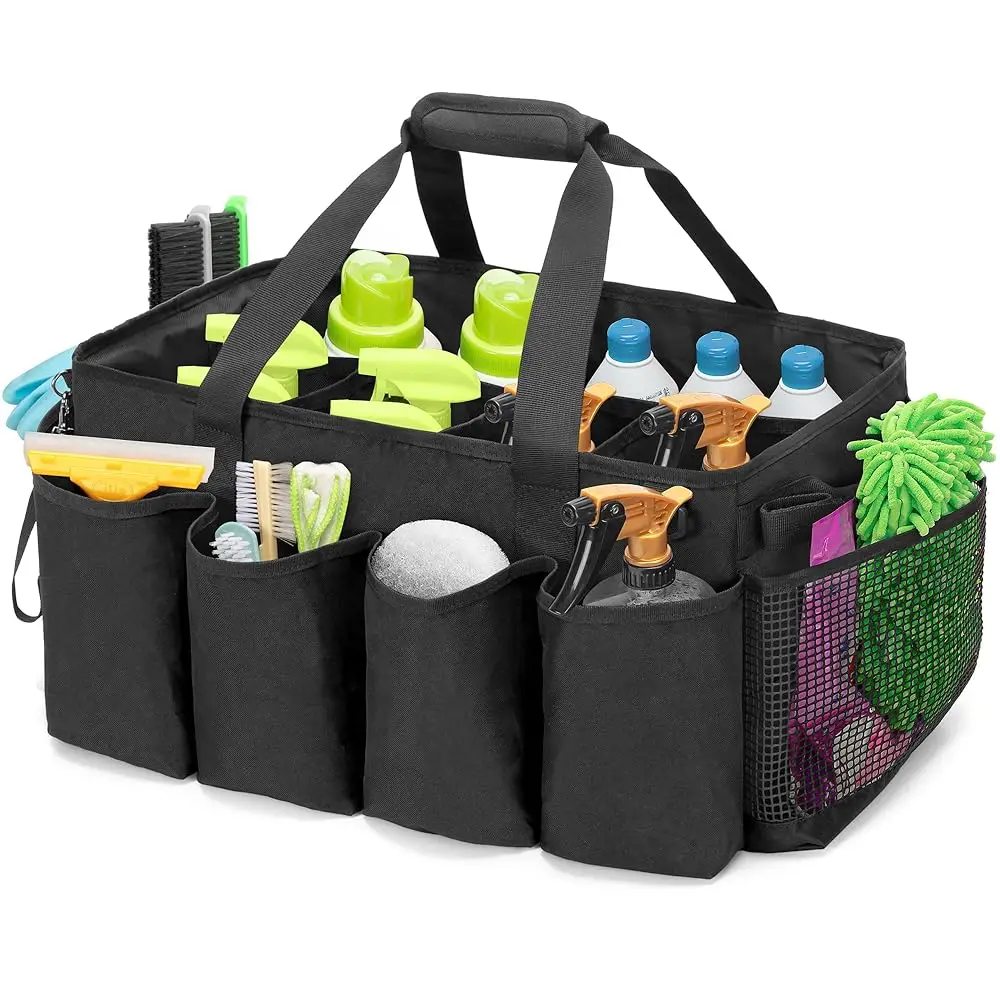 

Extra-Large Cleaning Caddy, Organizer With Handles For Cleaning Tools & Products Storage, Large Acity Tote Bag For Car, Home &