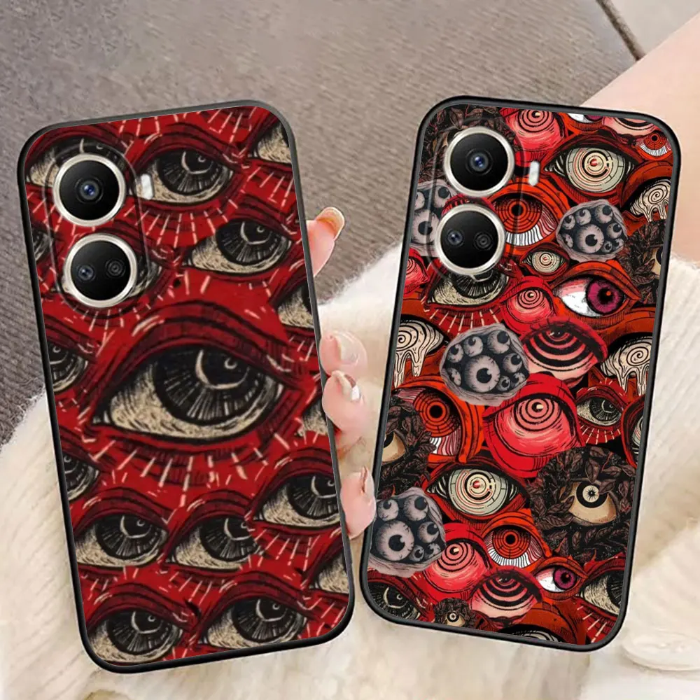 Black Scary Face Eyes Phone Case For Huawei NOVA Y90 Y70 Y61 10 10SE 9 8 8I 7 7I 6 SE 5 5I 4 3 3I 2 Pro Case Funda Coque Shell