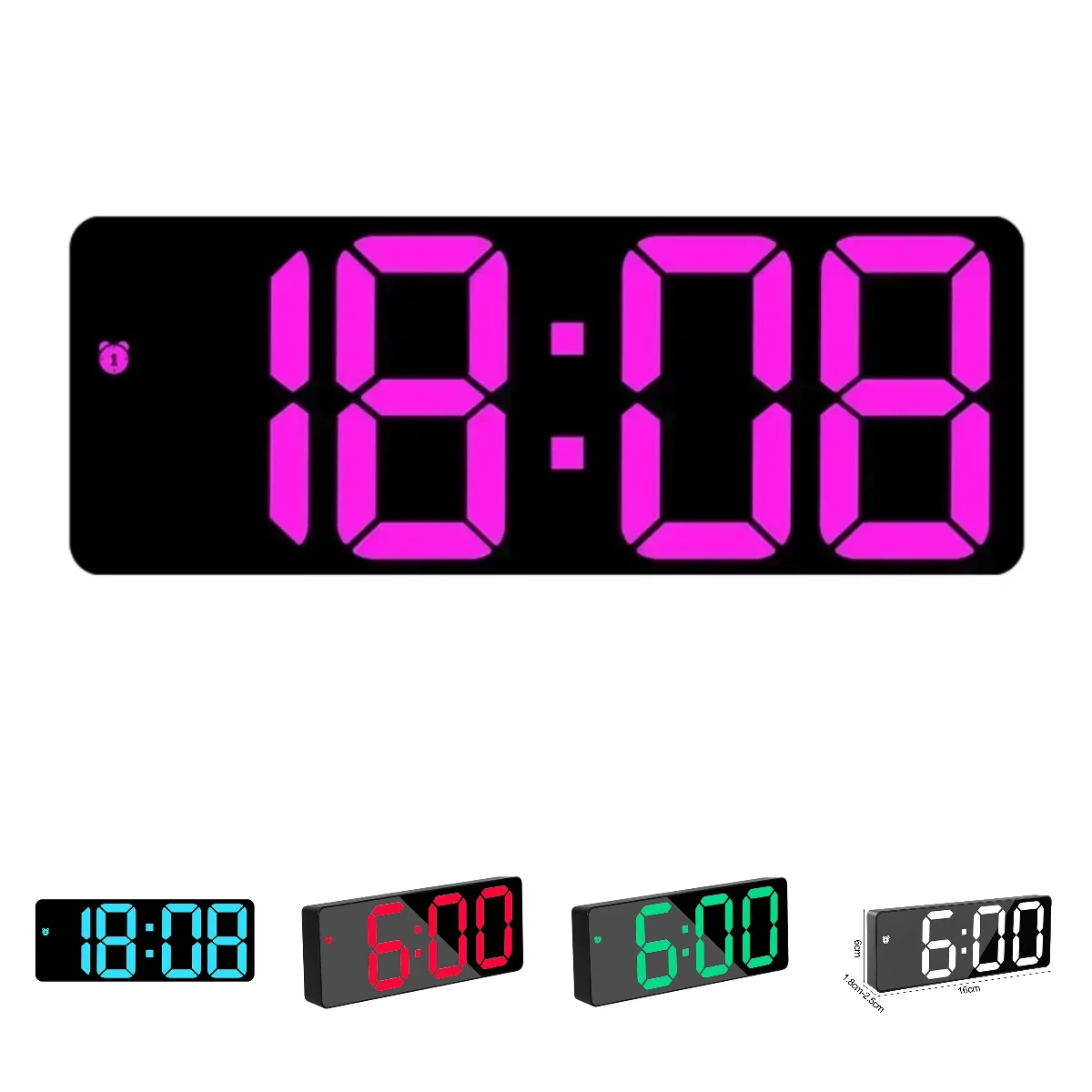 7 Inch LED Digital Alarm Clock Three-Level Brightness Dimmer Dual Alarm Temperature Date Night Light Bedroom Table Clock