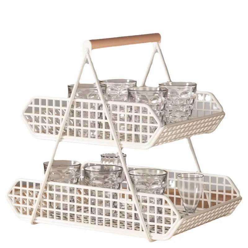 Double Layer Desktop Organizer, Kitchen Countertop Storage Rack, Household Cup Spice Shelf for Dining Room Living Room