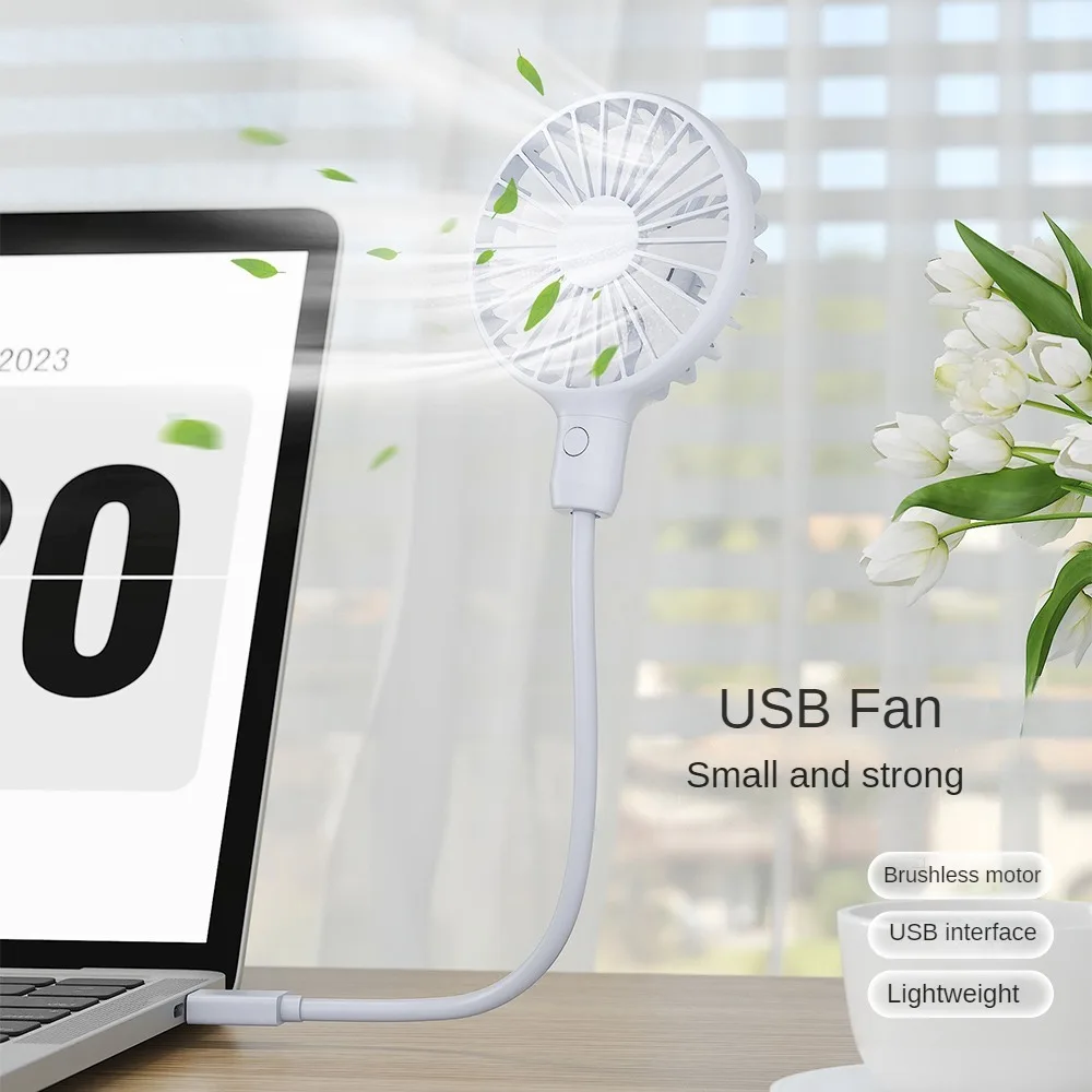 Creative Portable USB Small Fan with Switch 360 Degree Adjustable Mini Brushless Mute Fan Laptop for Home Dorm Office Outdoor