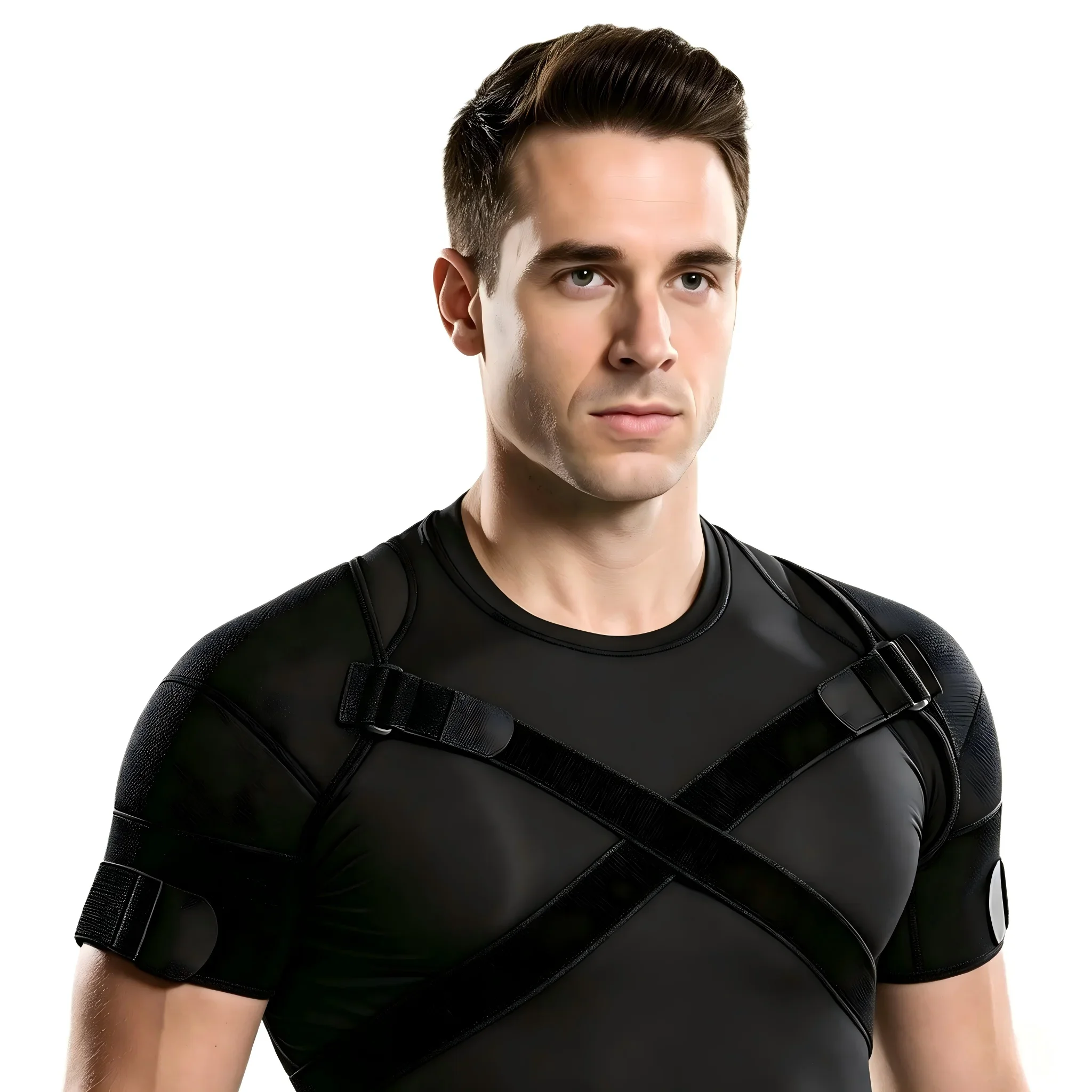 Adjustable Double Shoulder Support Brace Neoprene Cross Compression Strap for Rotator Cuff Pain Relief Sports Shoulder Protector
