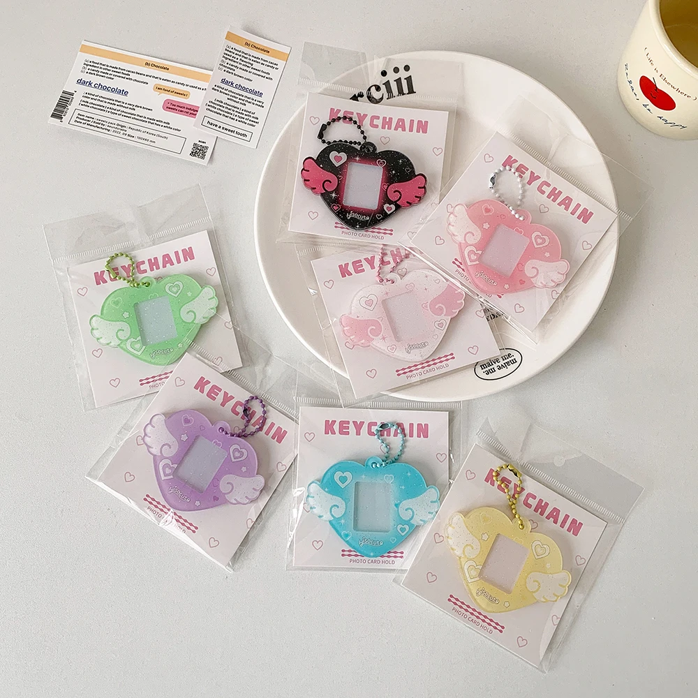 Photo Keychain Holder Y2K Key Chain Charm Accessories DIY Picture Photo Frame Key Rings Mini Photo Album Keychain Kpop Things
