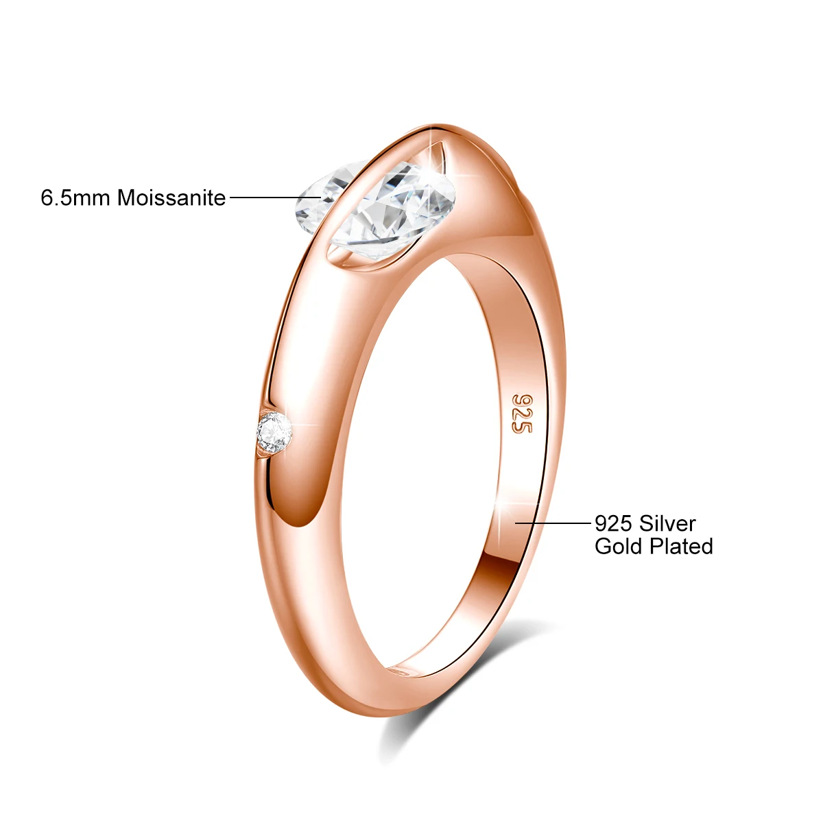Women's Rotate Moissanite Solid S925 Silver Solitaire Ring