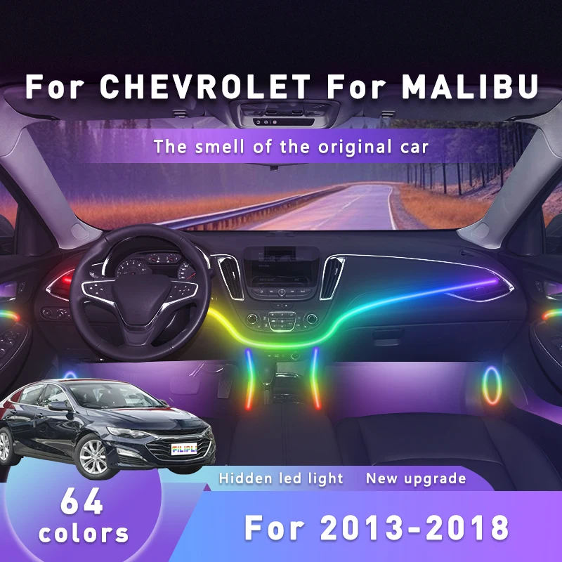 

FILIPLI для 2018 года для CHEVROLET MALIBU, окружающее освещение, гаджет, украшения, аксессуары, 64-цветное украшение автомобиля, светодиодный пульт дистанционного управления