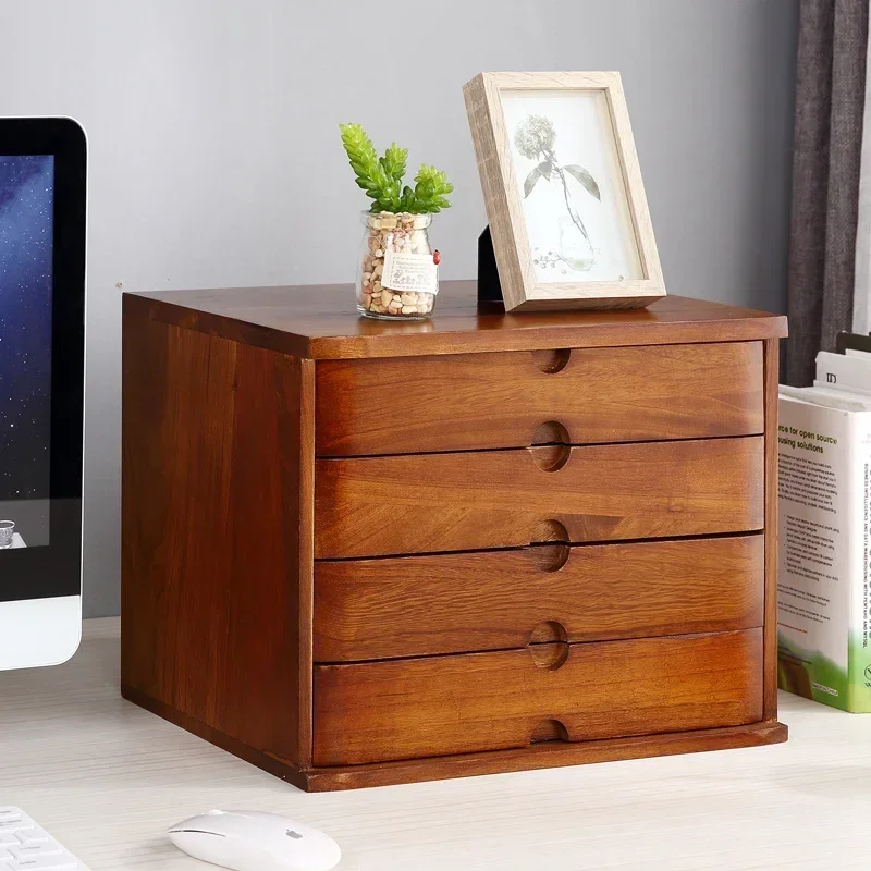 Desktop Storage Box  Wooden Drawer Organizer, Lipstick and File Storage, Desk Cabinet, Stand Increase Rack