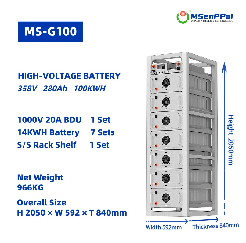 Commercial 358V 100KWH 280Ah LiFePO4 Solar Battery High Voltage Modular 112KWH 240KWH Energy Storage System