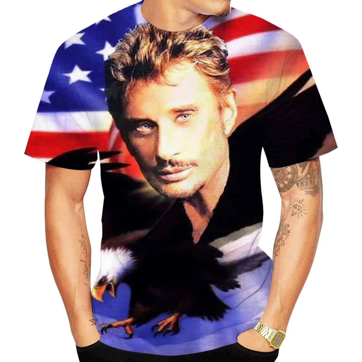 New Rock Star Johnny Hallyday 3D Print T Shirts Men Woman Hip Hop Streetwear T-Shirt Streetwear Harajuku Kids Tops Tees Clothing