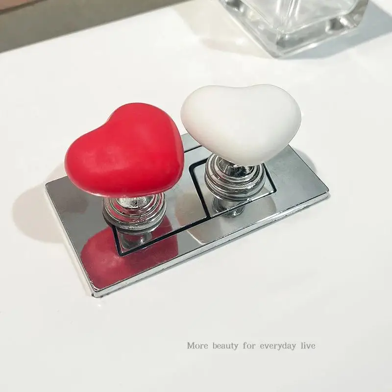 1Pcs Bathroom Water Tank Buttons Heart Shape Toilet Presser Love Toilet Press Button Bathing Room Decor Nail Protector