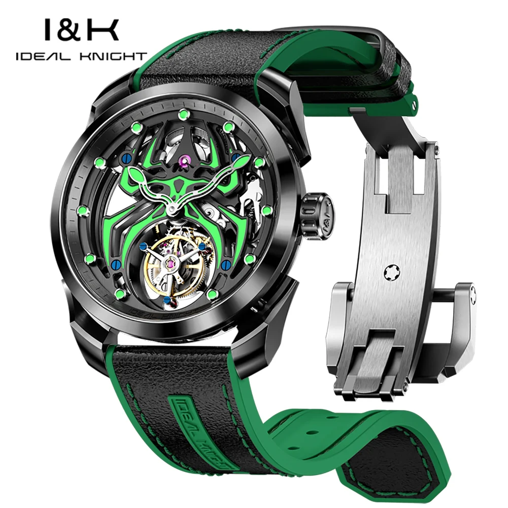 IDEAL KNIGHT 6802 Tourbillon Watches for Men High End Luxury Brand Skeleton Flywheel Fully Automatic Mechanical Men\'s Wristwatch