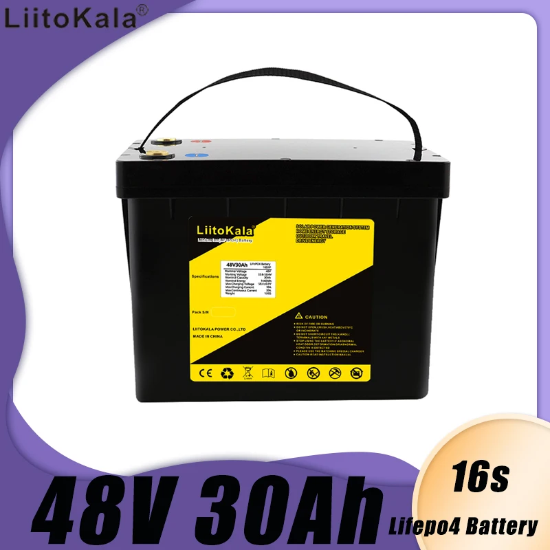 LiitoKala 48V 30AH LifePO4 Battery Pack for DIY 58.4V Rechargeable Battery Pack Lithium Iron Phosphate lifepo4 Solar Cell