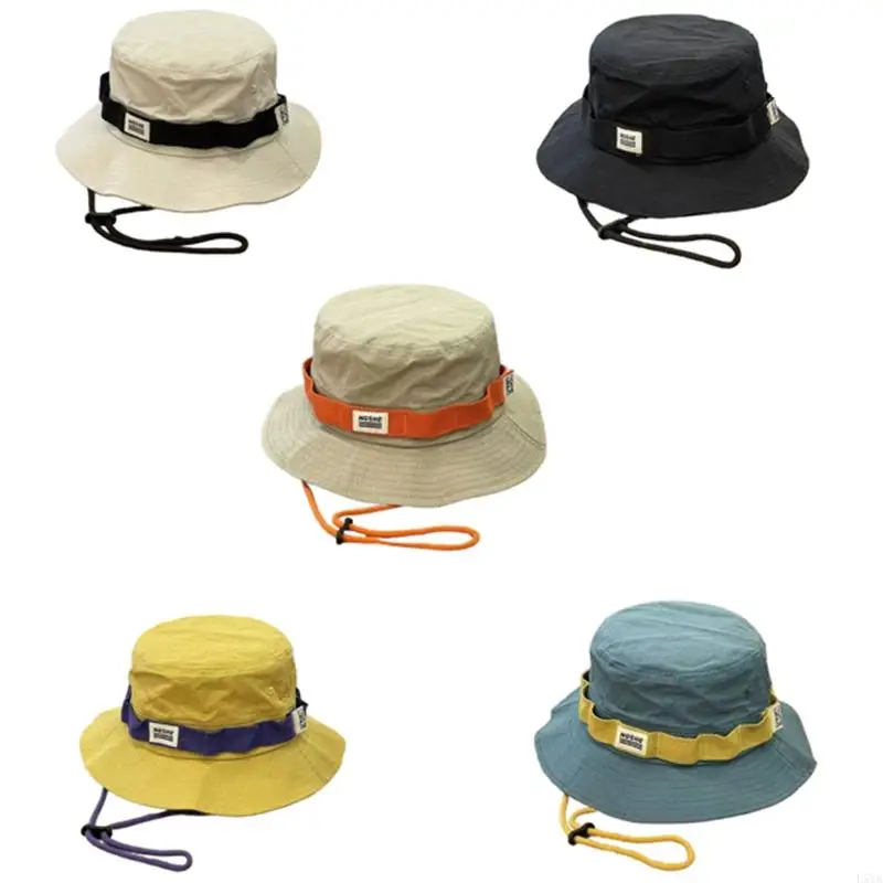 

L5YA Foldable Sunshade Hat with Windproof Rope Breathable Fisherman Hat For Cycling Fishing Outdoor Adventure Bucket Hat
