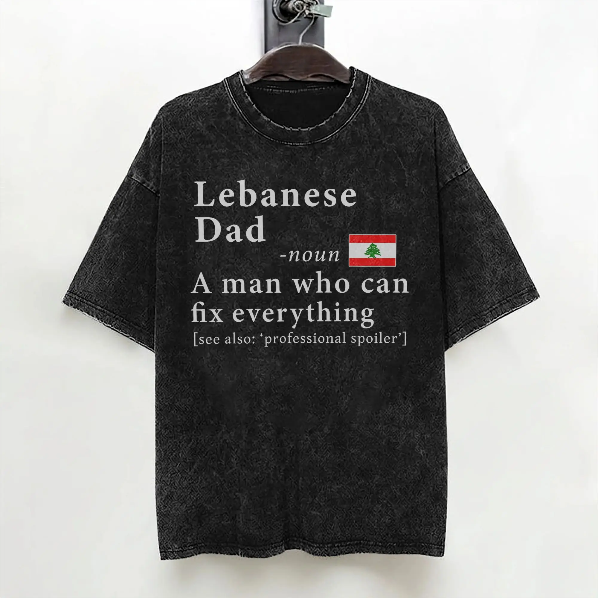 Lebanese Dad Definition Lebanon Flag T Shirts Washed Cotton T-Shirt Father's Day for Men Women Streetwear Summer Tee Shirt