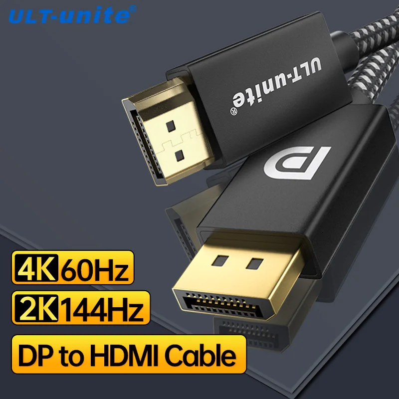 

DisplayPort to HDMI Cables 4K 60Hz Uni-Directional 1080P DP to HDMI Converter Cord Cable 6.6Ft for HDTV Monitor Computer