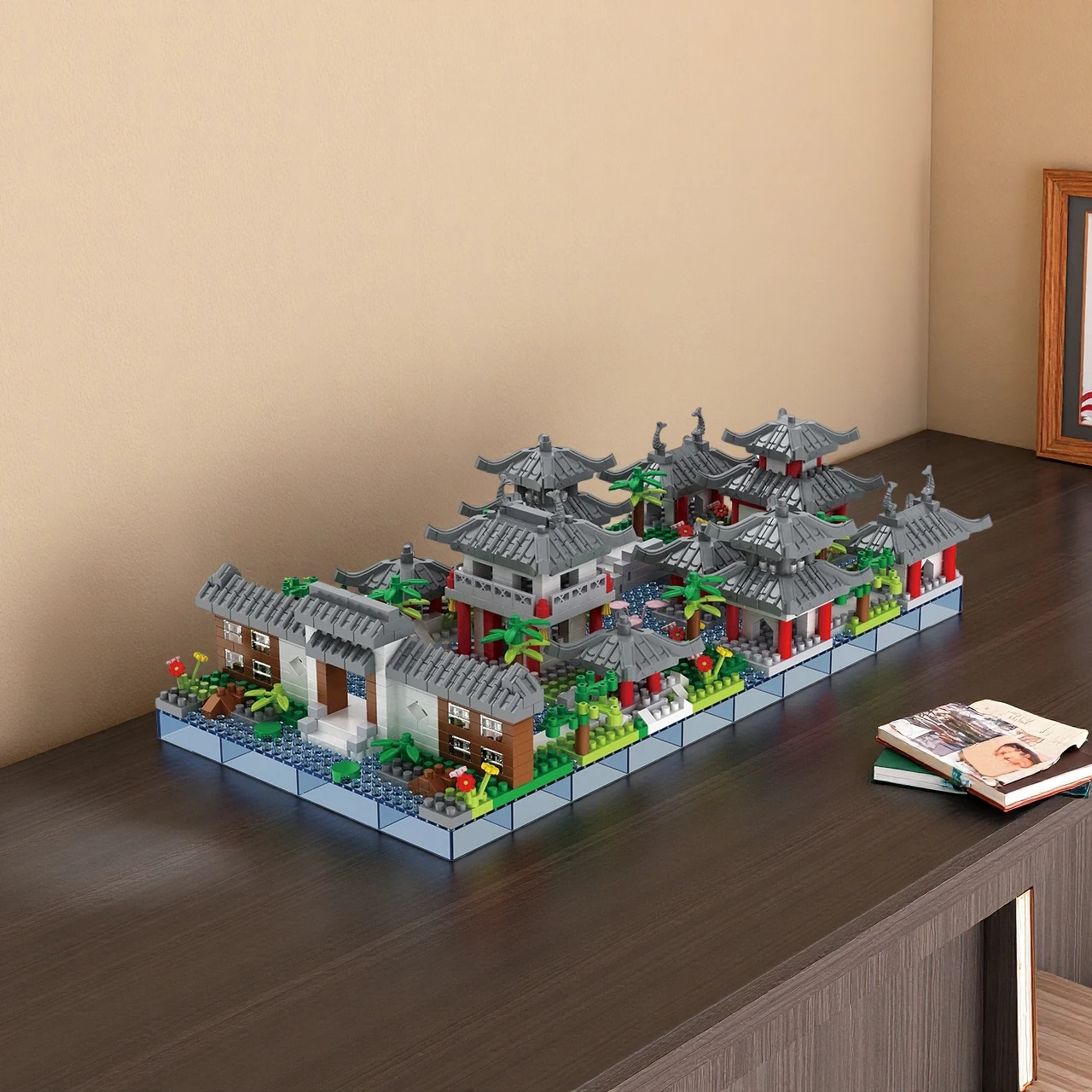 suzhou garden bricks, chinese courtyard model, ancient garden micro blocks, oriental landscape building toy view 5
