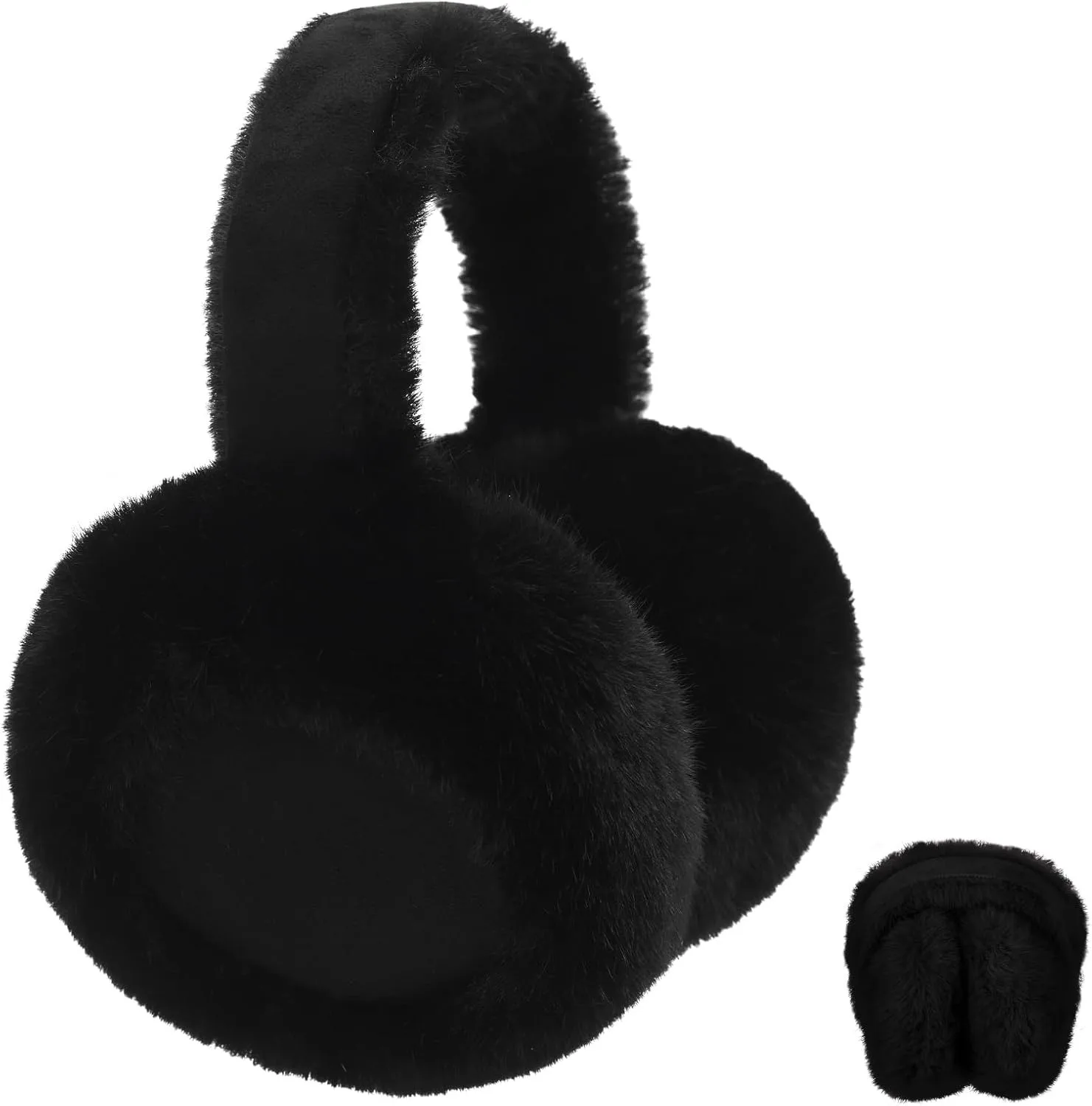 Women Suede Plush Earmuffs Wool Solid Plush Warm Outdoor Skiing Cycling Windproof Cold-Proo Winter Fluffy Ear Muffs Earflap