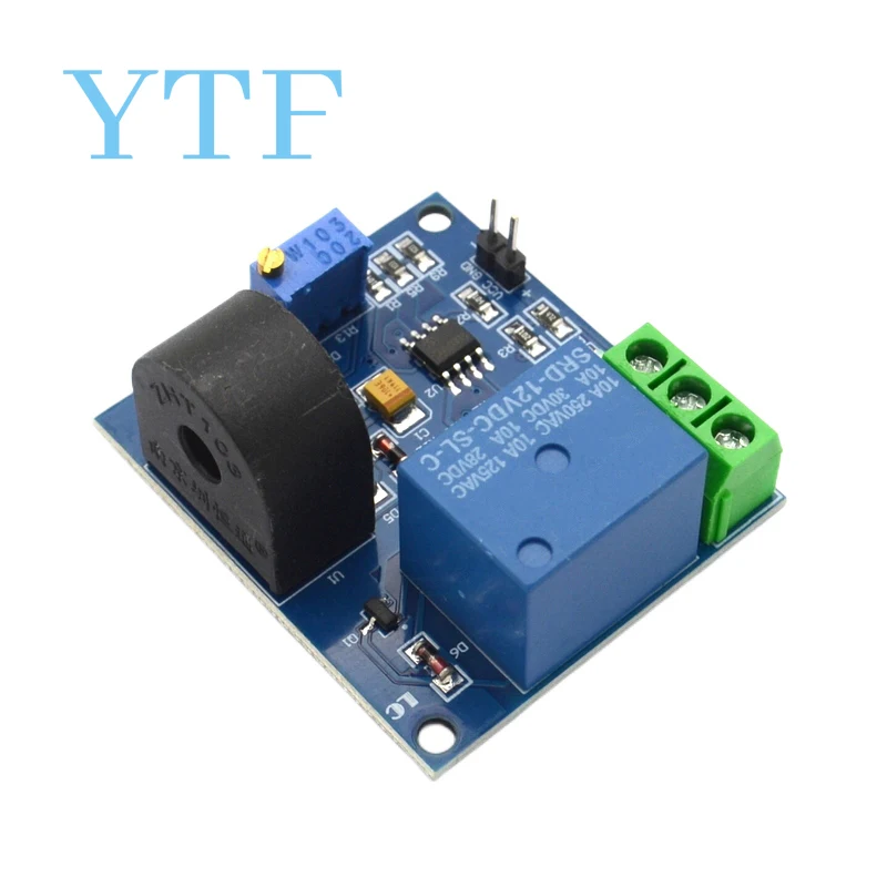Módulo de Sensor de protección contra sobrecorriente 5A, Sensor de detección de Corriente CA, relé de 12V
