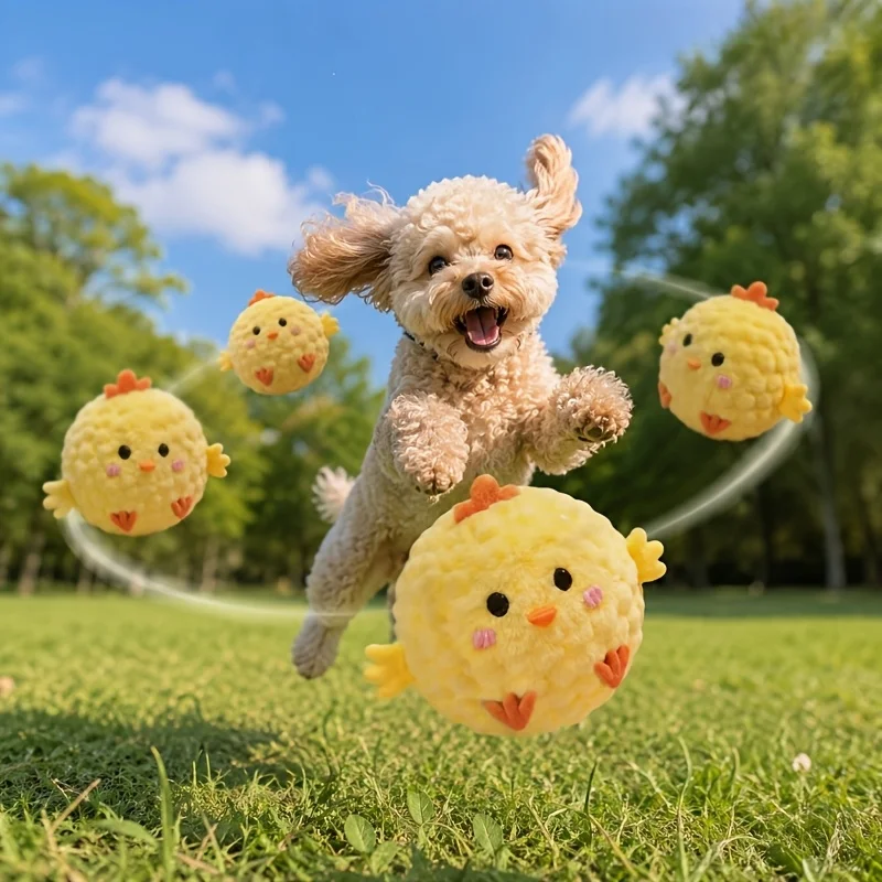 1 Stück Mini Gelbes Hühnchen Interaktives Hüpfspielzeug, Geeignet für Kleine Hunde und Katzen, Bissfestes Material Haustier-Begleitspielzeug – Detail 7