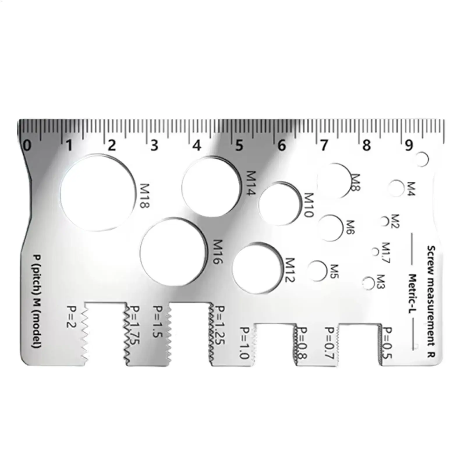 Bolt Size Finder Bolt Measuring Ruler Easy-to-Read Thread Gauge Ruler for Woodworking Mechanical Workshop Automotive