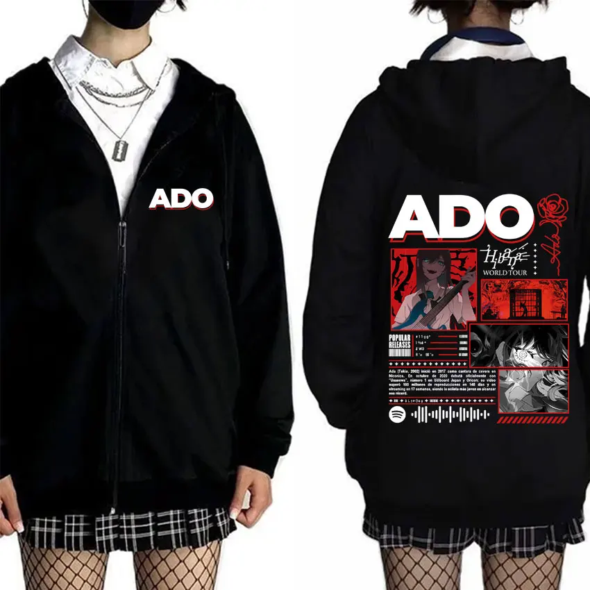 

Ado Hibana World Tour 2025 Zipper Hoodie Men Women Fashion Pop Music Zip Up Jacket Unisex Y2k Japanese Style Zip Up Sweatshirt