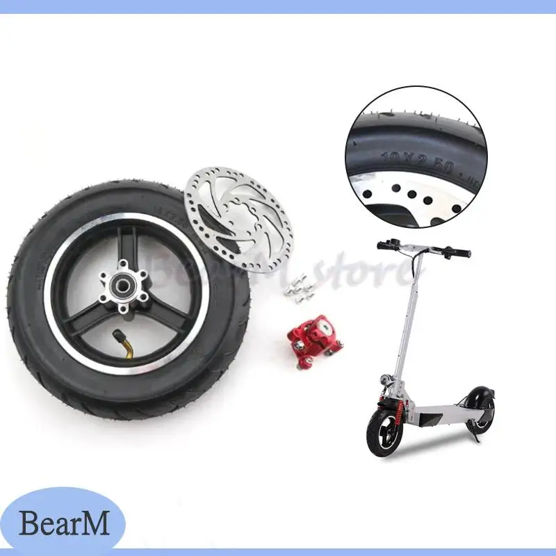 10 Inch 10X2.50 with Disc Brake and with Wheel Hub Disc Brake Set Hollow wheel for Electric Scooter Wheels 10X2.50