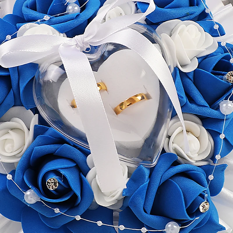 Установка обручального кольца с декором в форме розы в форме коробки для колец Романтическая подушка для обручального кольца Аксессуар для помолвки и вечеринки