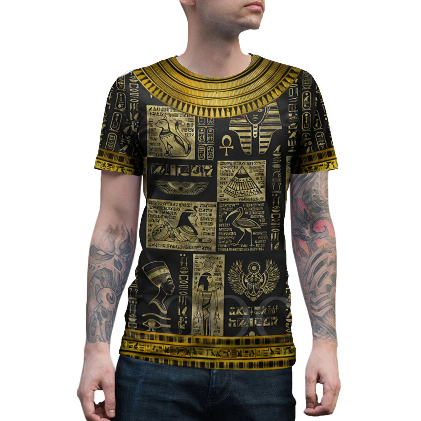 Horus Ancient Horus Egyptian God Eye of Egypt Pharaoh Anubis Face 3D Print T Shirt Men Women Streetwear Plus Size Summer Tops