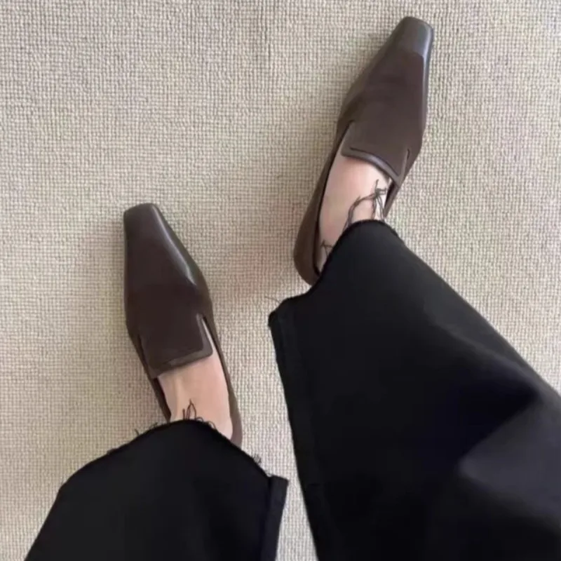 Retro Square Toe Deep Mouth Slip-on Low Heel Women's Shoes Summer New Soft Sole Single Shoes view 3