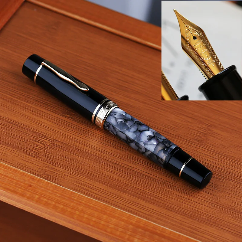 

MAJOHN P139 Large Piston Fountain Pen No.6/8 EF/F/M Blade Nib Rubber Tongue All-copper Piston Writing Pen Limited Black Rock