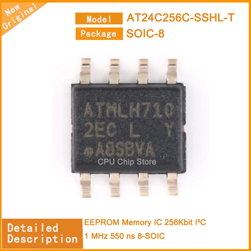 10Pcs/Lot  New Original  AT24C256C-SSHL-T AT24C256C EEPROM Memory IC 256Kbit I²C 1 MHz 550 ns 8-SOIC