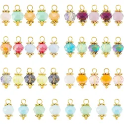 140pcs Faceted Rondelle Beads Pendants 7 Color Electroplate Faceted Glass Pendants Small Crystal Dangle Charms Pendants for DIY