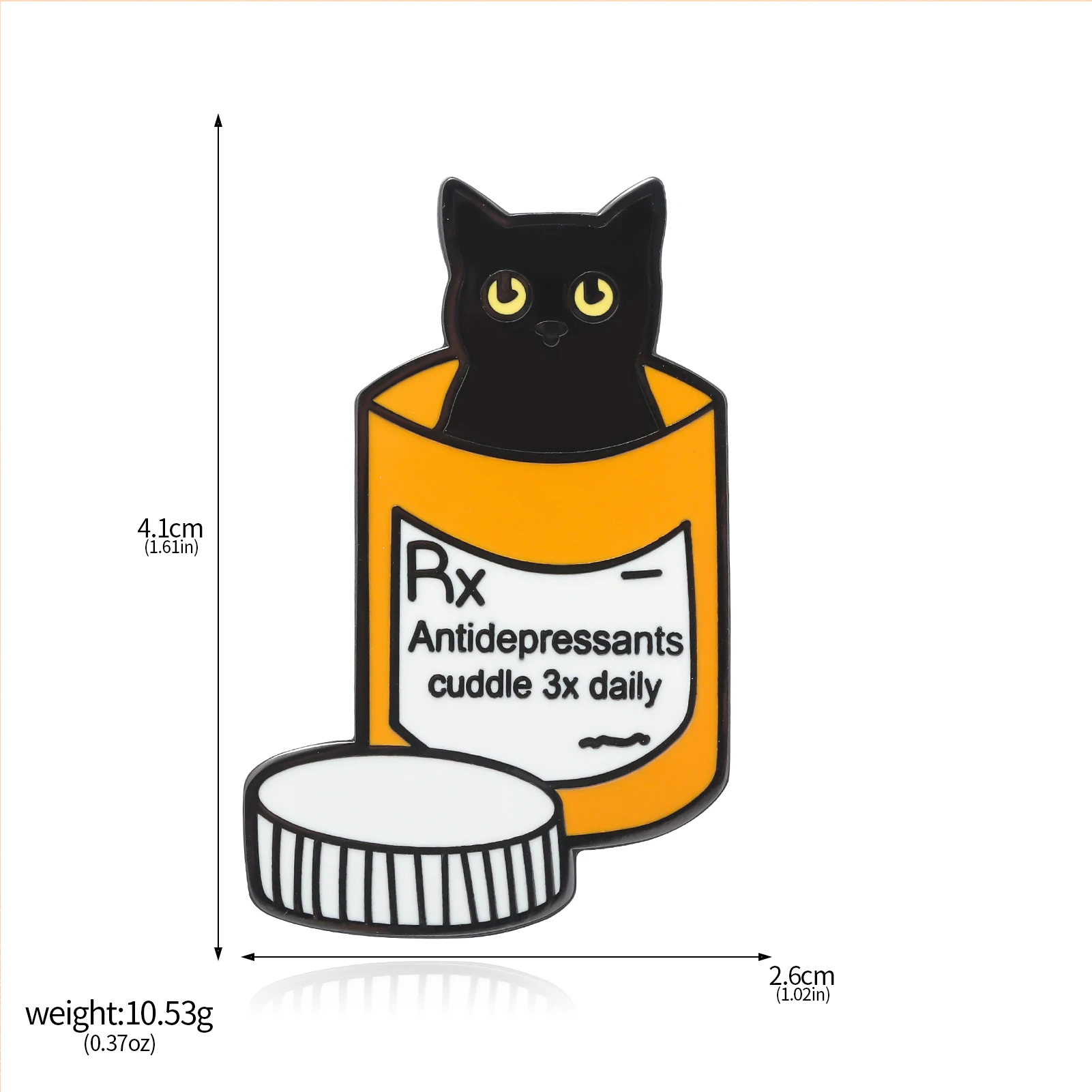 Black Cat Bottle Antidepressant Medical Prescription Brooch Cute Cartoon Black Cat Animal Pin Emotion Badge for Women Men Gifts images - 6