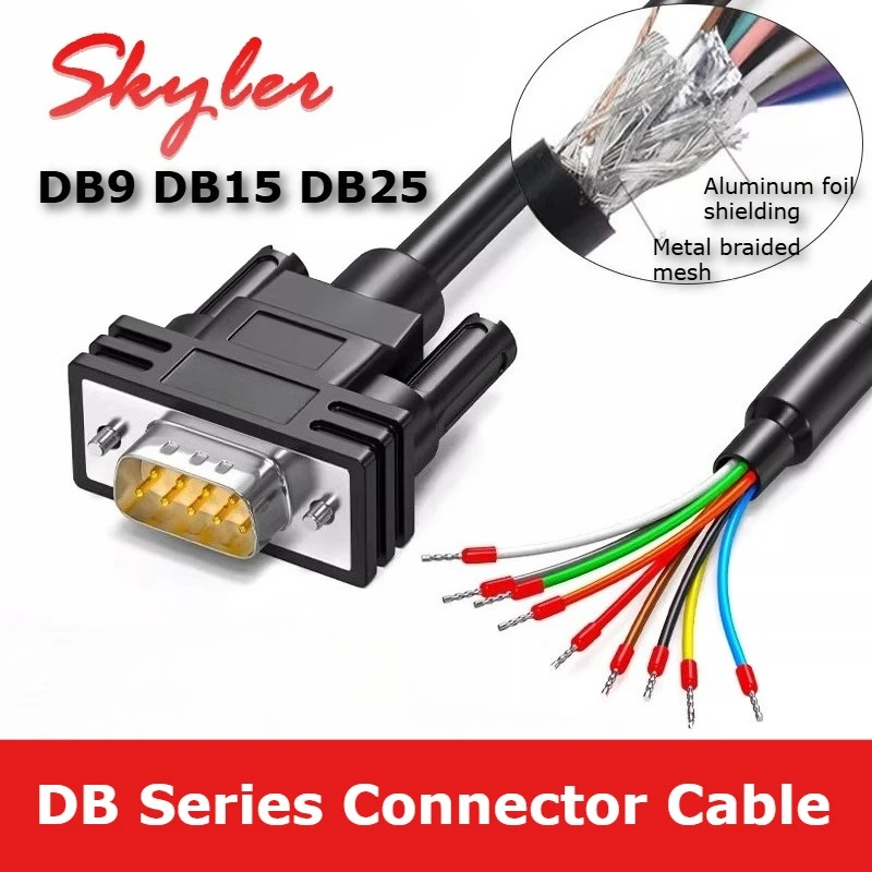 Cable de Conector Serial Industrial DB9 DB15 DB25 con Terminal, Cable de Puerto Paralelo 26AWG, Cable de 9 Pines, 15 Pines, 25 Pines, Macho y Hembra