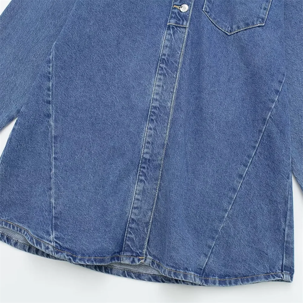 فستان قميص جينز برباط للنساء ، تنورة قصيرة ، فضفاضة ، غير رسمية ، طراز الشارع ، جديد ، الربيع والصيف ، #4