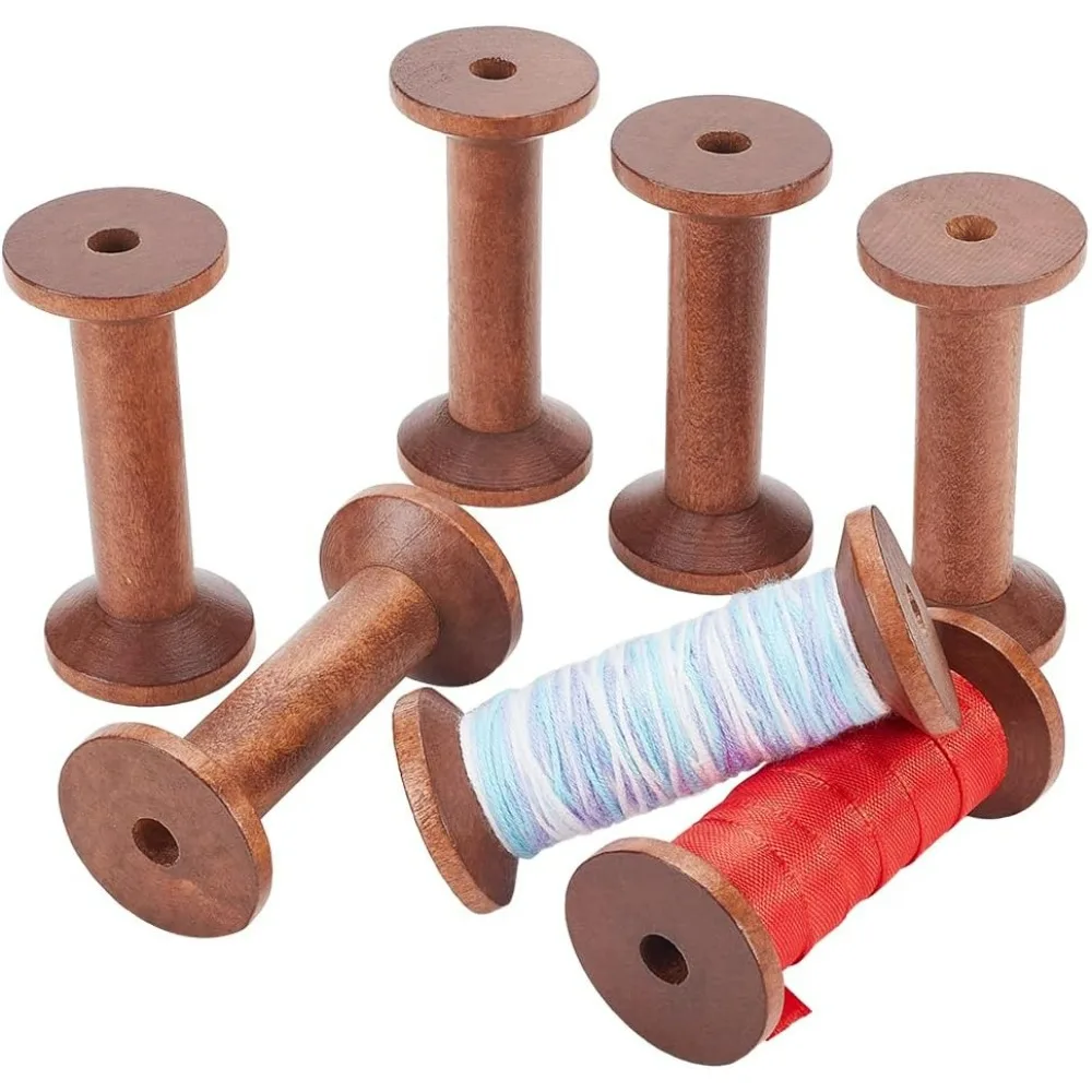 Bobine di legno 6 pezzi Bobine di filo di legno vuote Bobine per cucire Bobine artigianali per avvolgere catene di gioielli Arti e mestieri Filo di filo