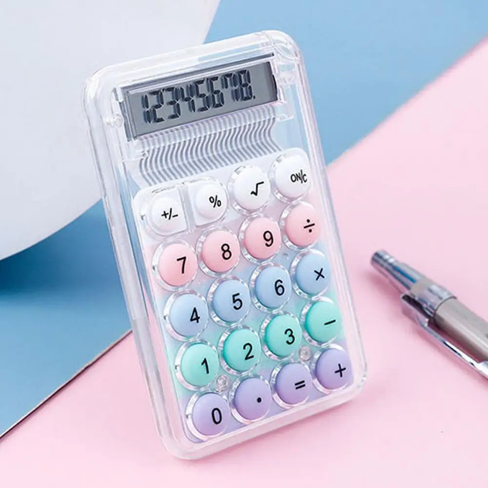 Mini Pocket Calculator Portable Handheld Calculator with Lcd Display Big Round Button for Student Exam Study Office Work Mini