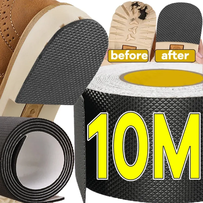 Black Self Adhesive Cuttable Grid Pattern Anti Wear Silent Soles Stickers Mute Cushion Anti-slip Sole Shoes Patch Tape Shoe Tool