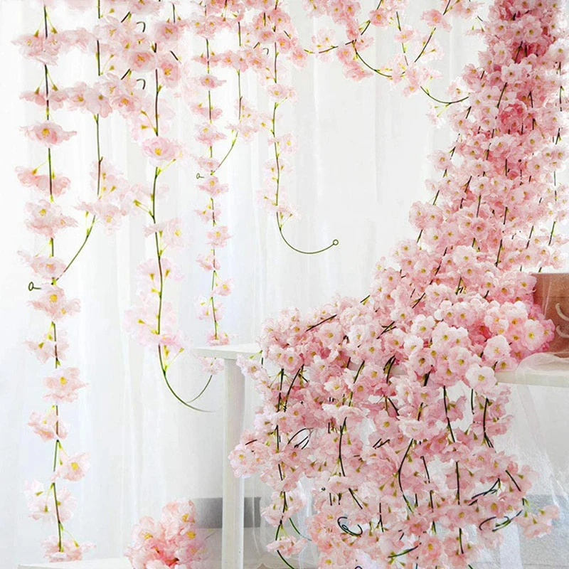 180cm Künstliche Sakura-Blumengirlande, Kirschblüten-Deko für Hochzeit, Garten, Bogen, Hintergrund, Heim und Partydekoration – Detail 13