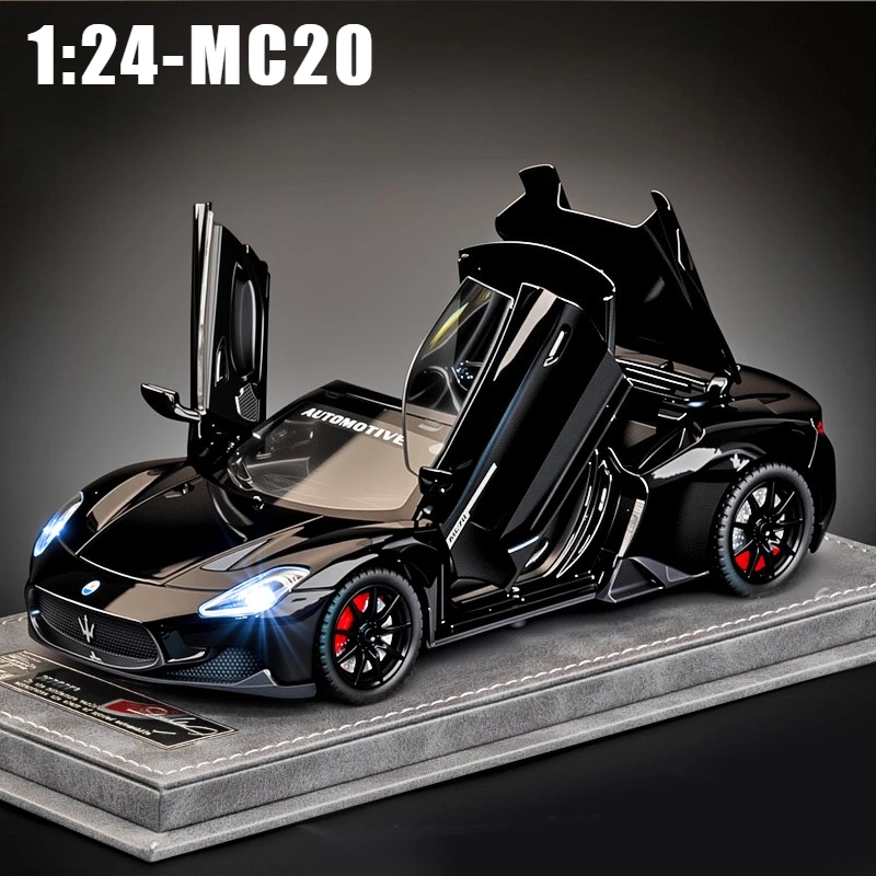 

1:24 Maserati MC20 Supercar, легкосплавный автомобиль, литье под давлением и игрушечный транспорт, модель автомобиля, звук и свет, автомобиль с откатом, игрушки для детей, подарки