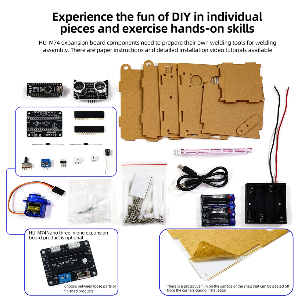 Intelligent Garbage Can Electronic Ultrasonic Automatic Induction HXFB Graphic Programming Microcontroller Programming DIY Kit