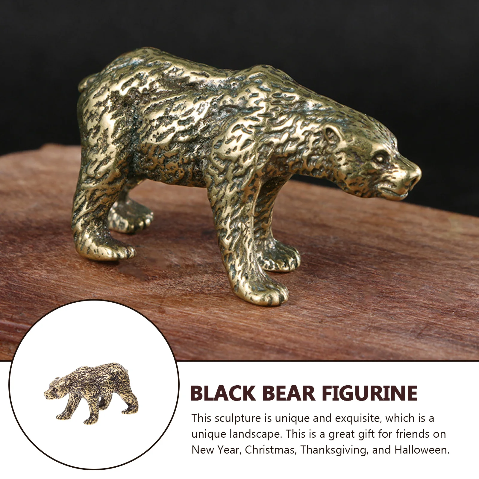 

Retro Home Office Copper Craft Decorative Bear Desk Decor Craft Statue Desktop Bear Ornament