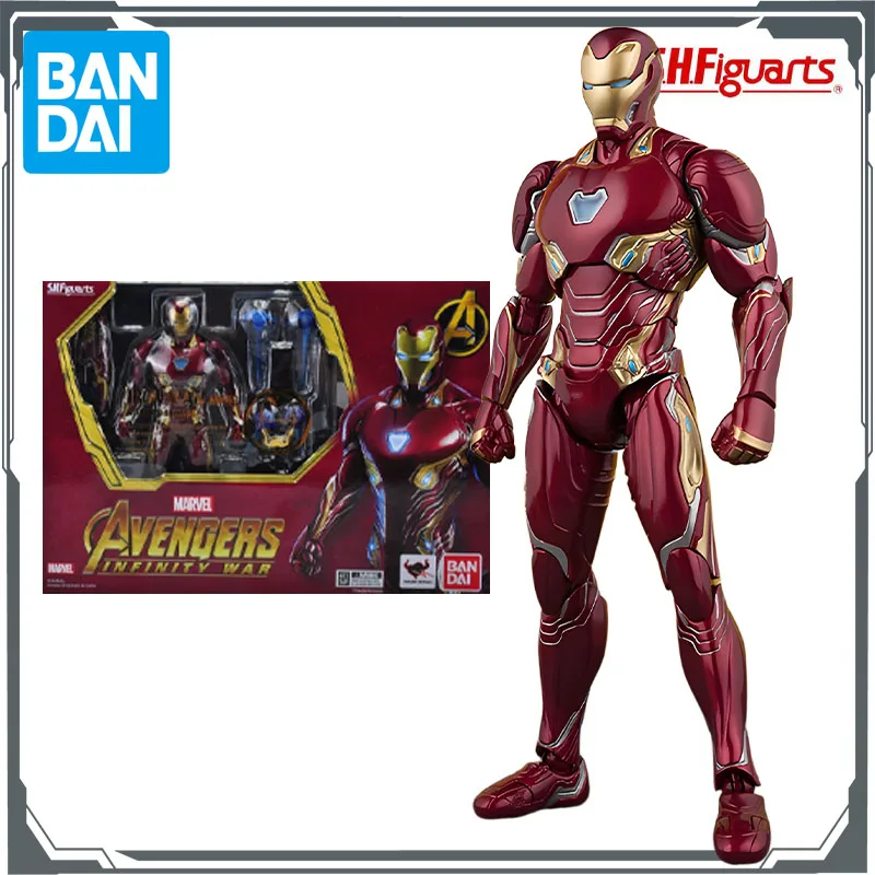 BANDAI Original S.H.Figuarts Iron Man MK50&Spider-Man Armor Action Figures Toys for Boys Christmas Gift Collectible Model