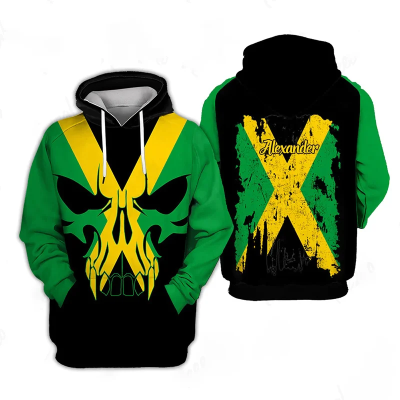 3D The Flag Of Jamaica Printed Hoodies For Men Spiritual Totem Graphic Hooded Sweatshirts Kid Fashion Cool Pullovers Vintage Top