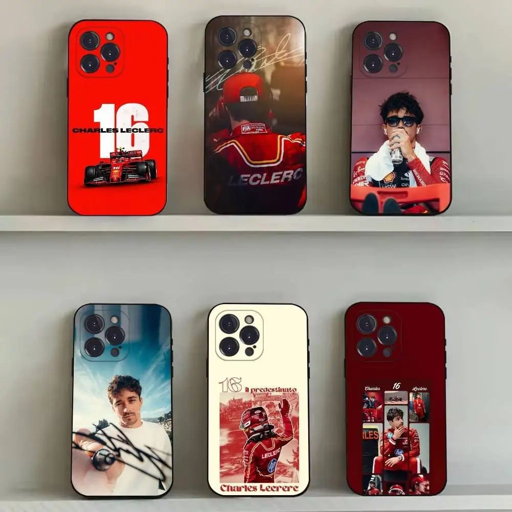 حافظة هاتف Charles Leclerc لهاتف iPhone 16,15,14,13,12,11,Pro,Max,Plus,X,XS,SE4,E,Mini,Soft Black Case