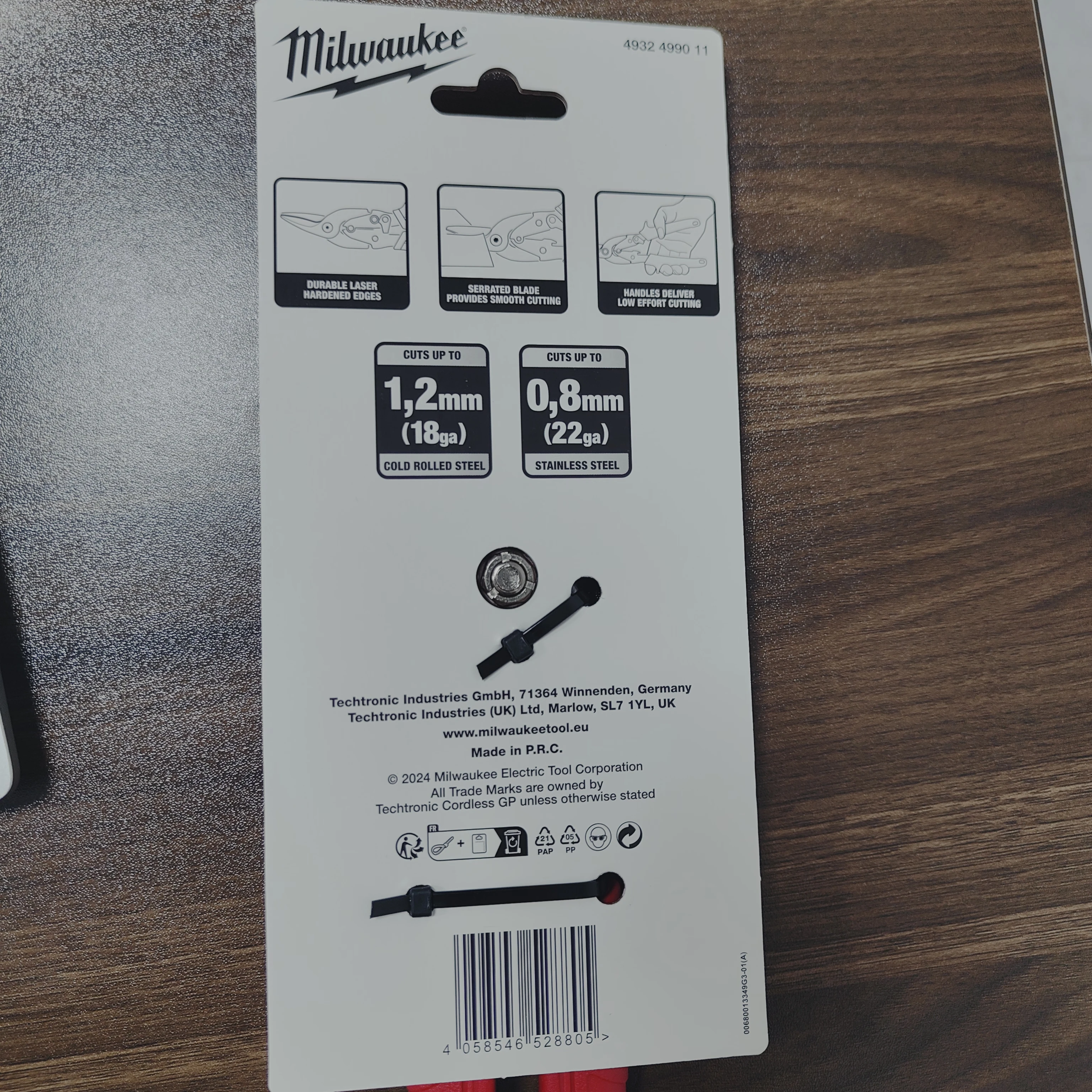 Milwaukee 4932499011 Left Cut Aviation Snips, Heavy Duty, Compound Leverage, for Metal Sheet Cutting, HVAC & Construction