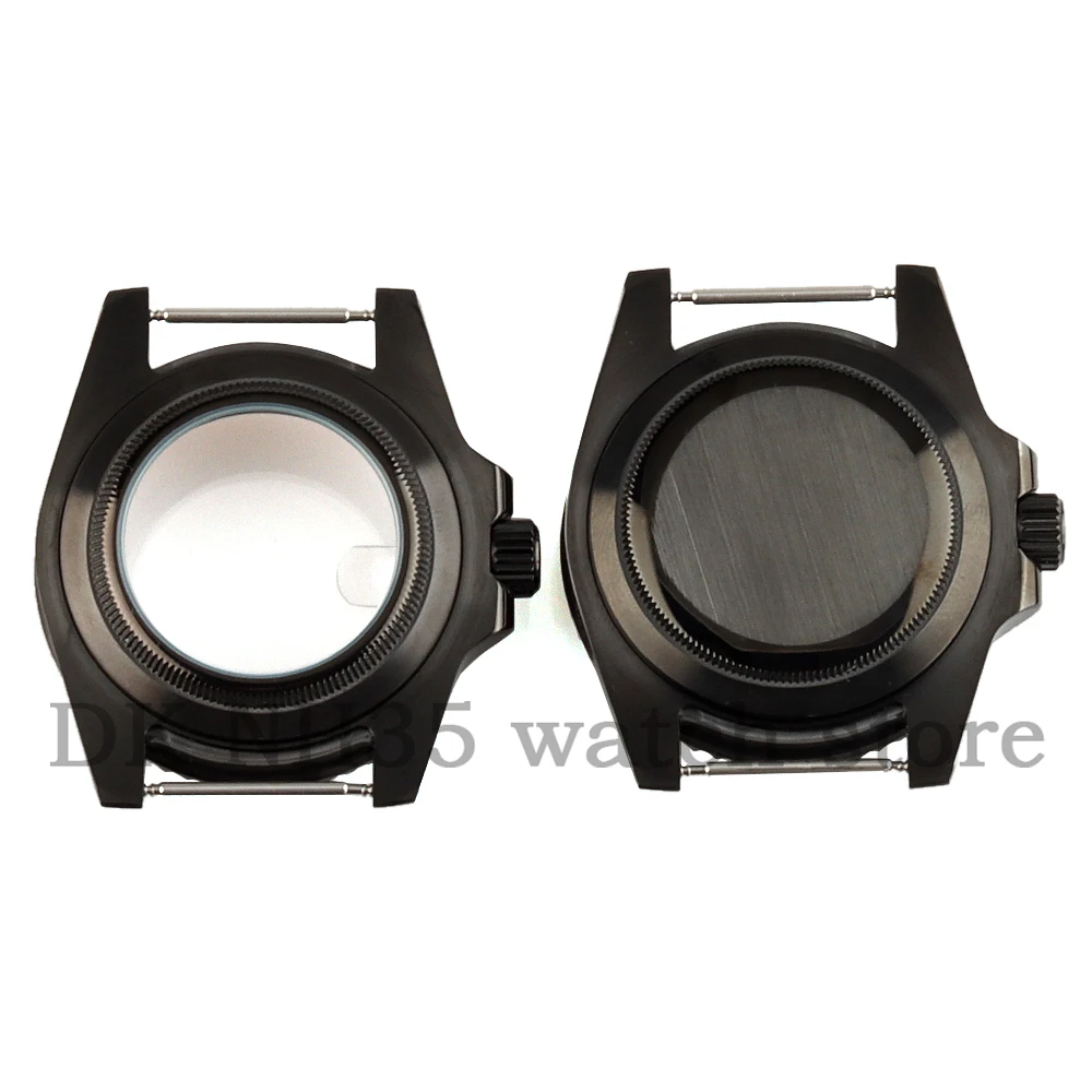 40mm High-Quality Black Watch Case Sapphire Glass Men's Watch Case Fit Submariner NH35 NH36 Movement 28.5mm Dial Watch Parts