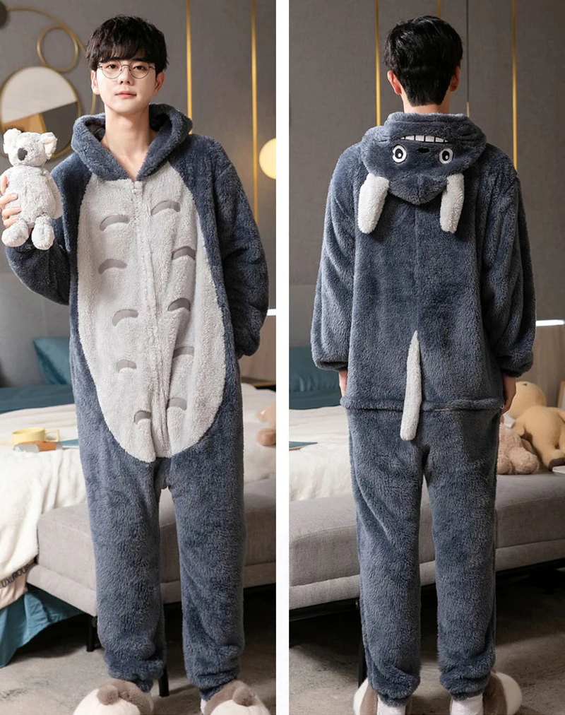 Fleece Cartoon Onesies For Adults One-Piece Pajama Sleepwear Lingerie Halloween Cosplay Costume Nightgown Kigurumi Fluffy Pajama